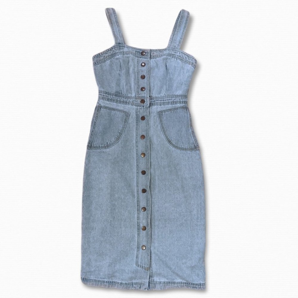 Vintage Light wash Denim Overall Button Down Dress